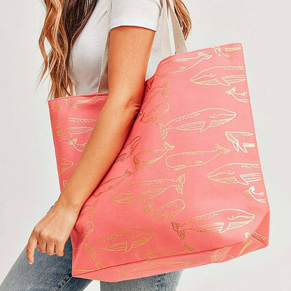 Gold Foil Whale Tote Bag