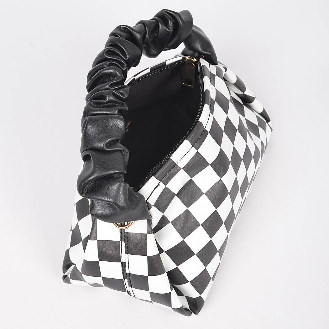 Checkered Faux Leather Crossbody Bag