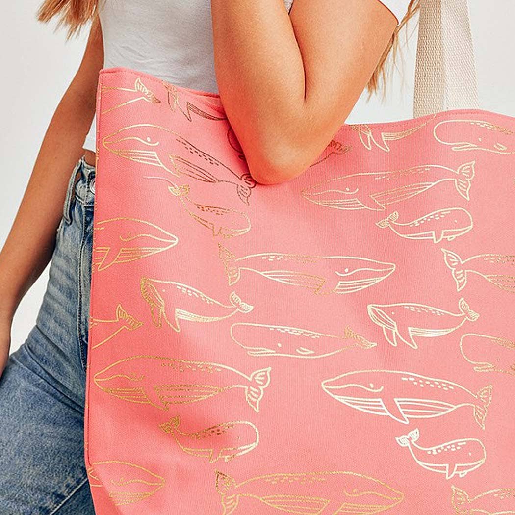 Gold Foil Whale Tote Bag