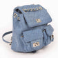 Quilted Denim Double Pocket Mini Backpack