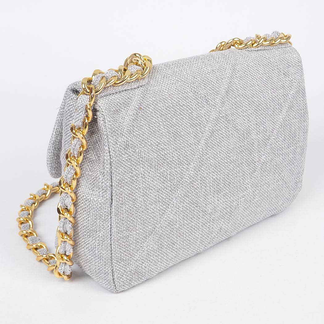 Linen Chain Crossbody Bag