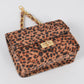 Faux Leopard Skin Bag With Chain Belt