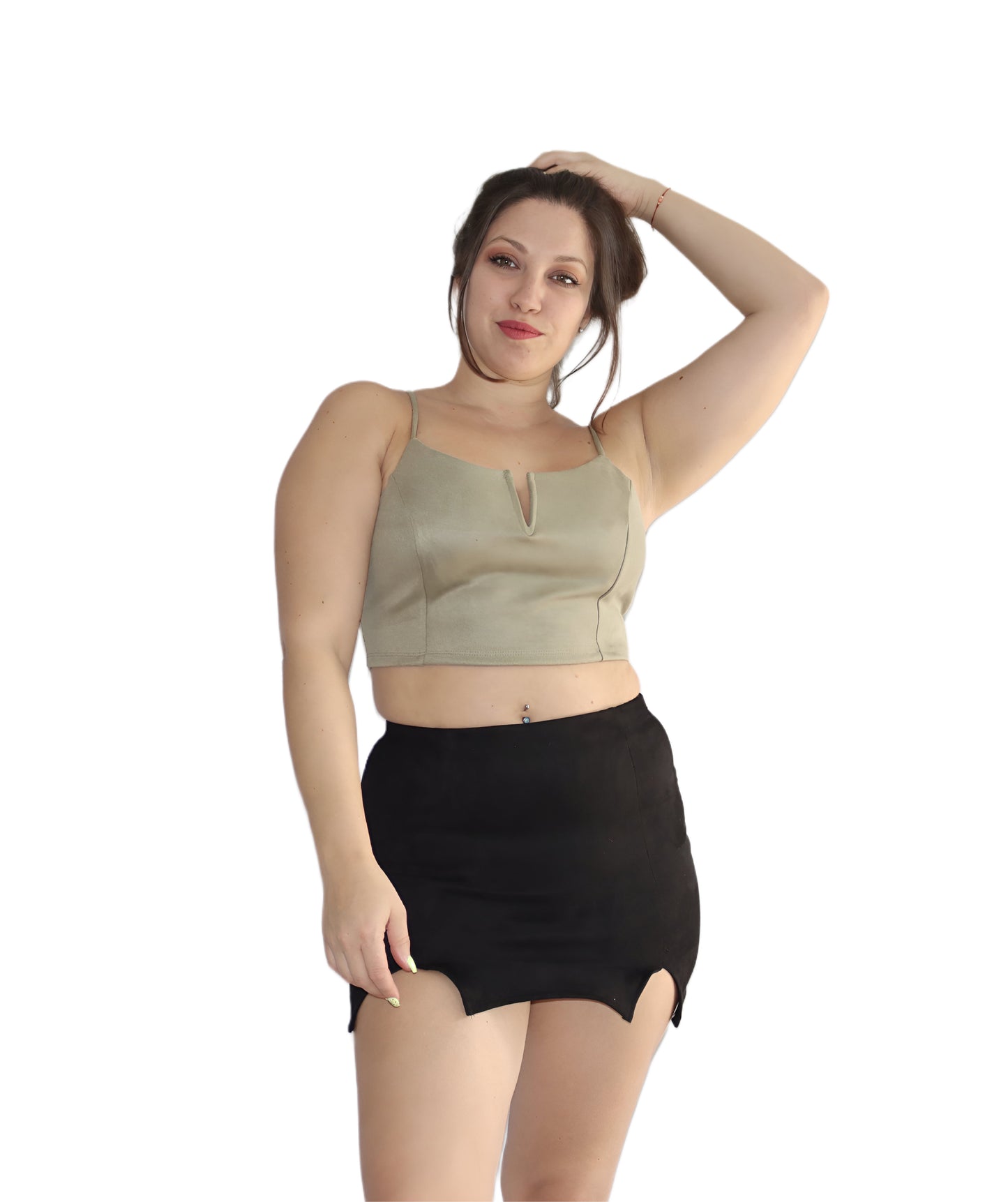 Notch Neck Cropped Top