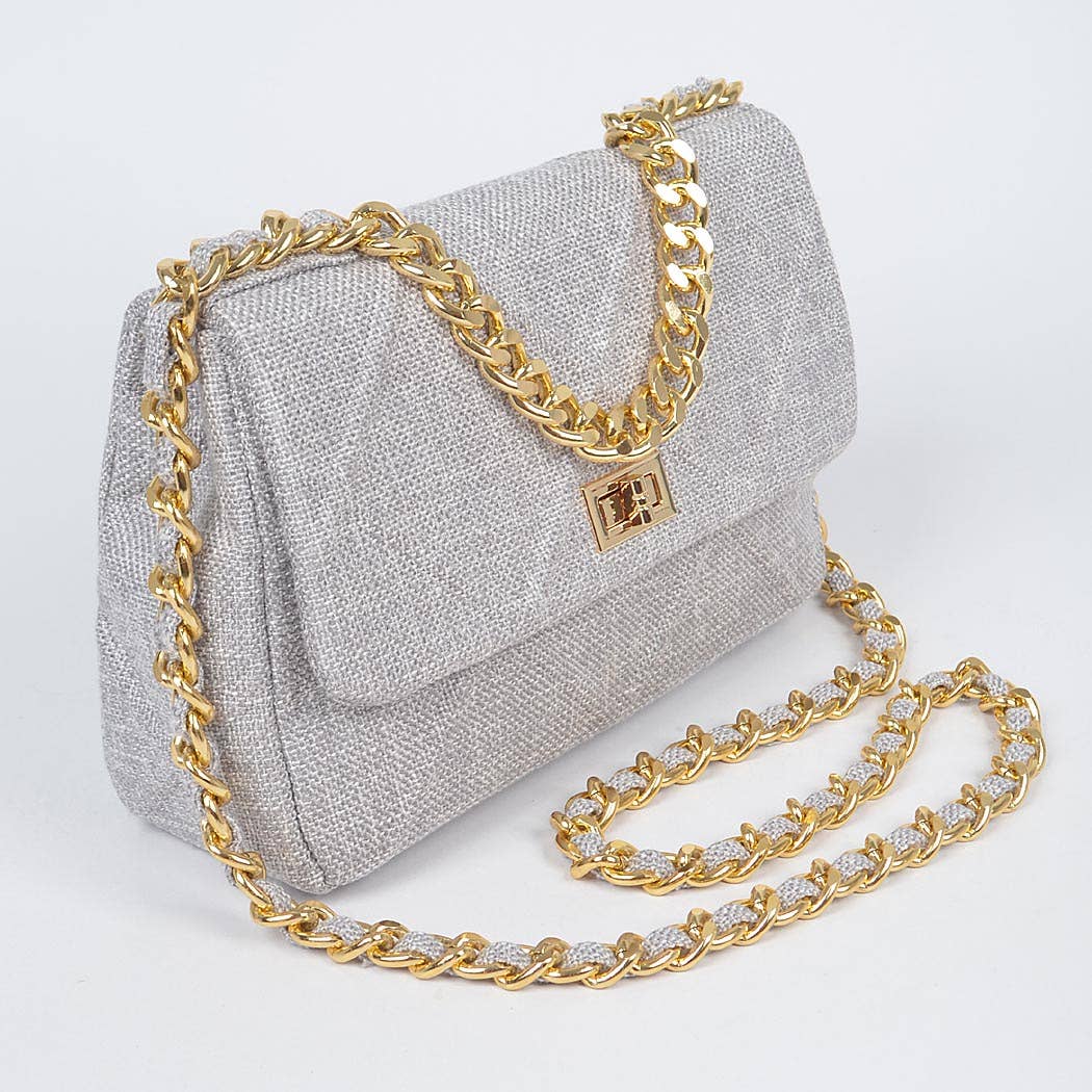 Linen Chain Crossbody Bag