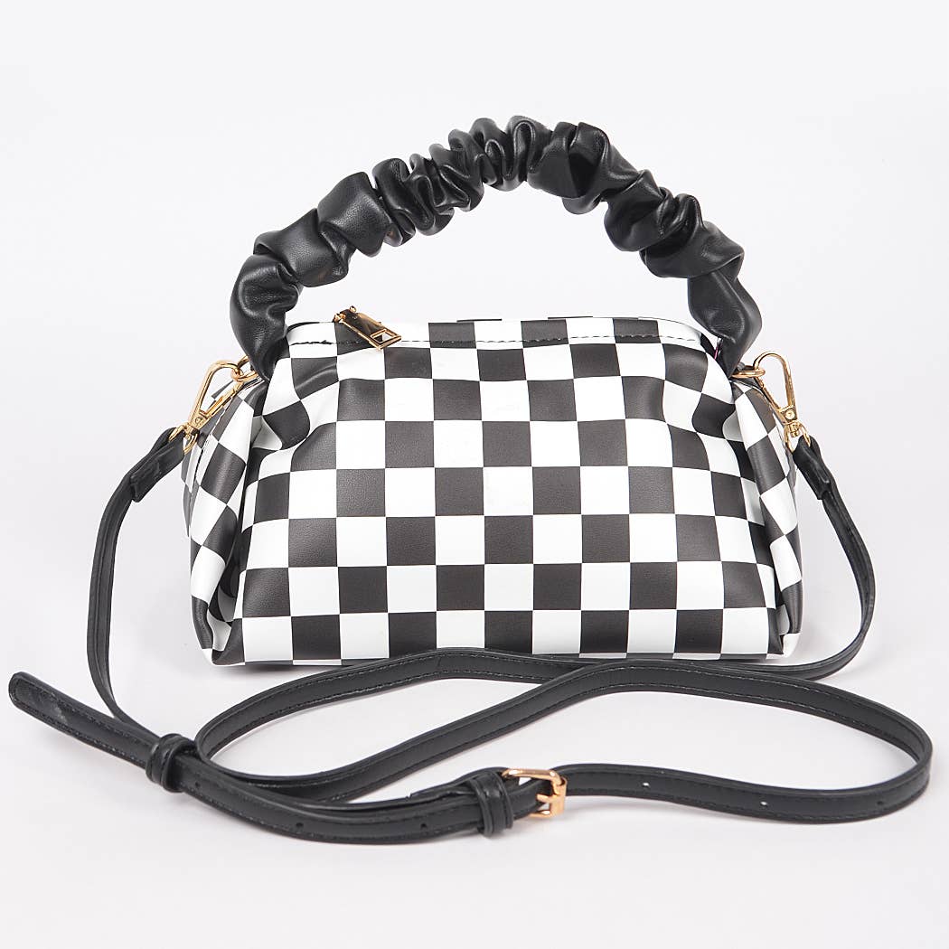 Checkered Faux Leather Crossbody Bag