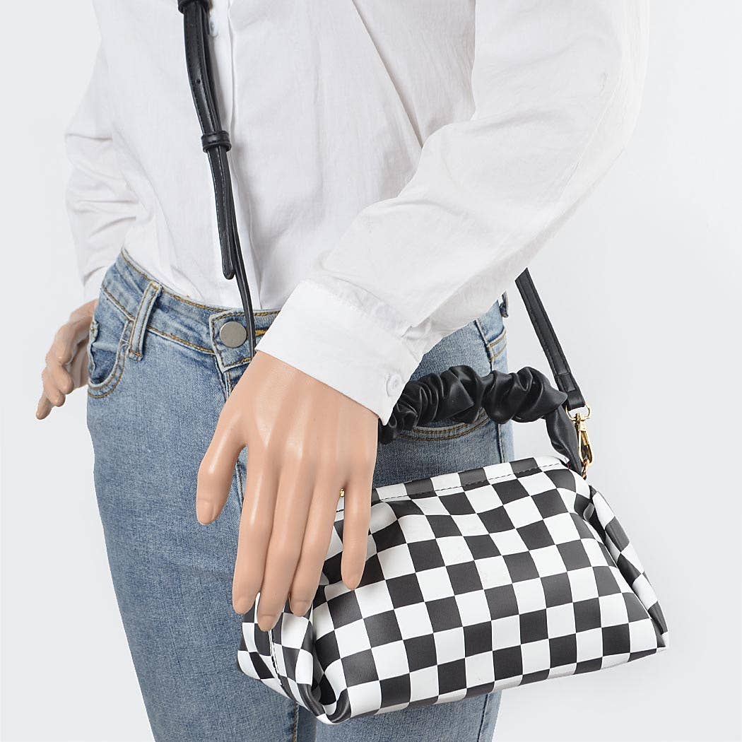 Checkered Faux Leather Crossbody Bag