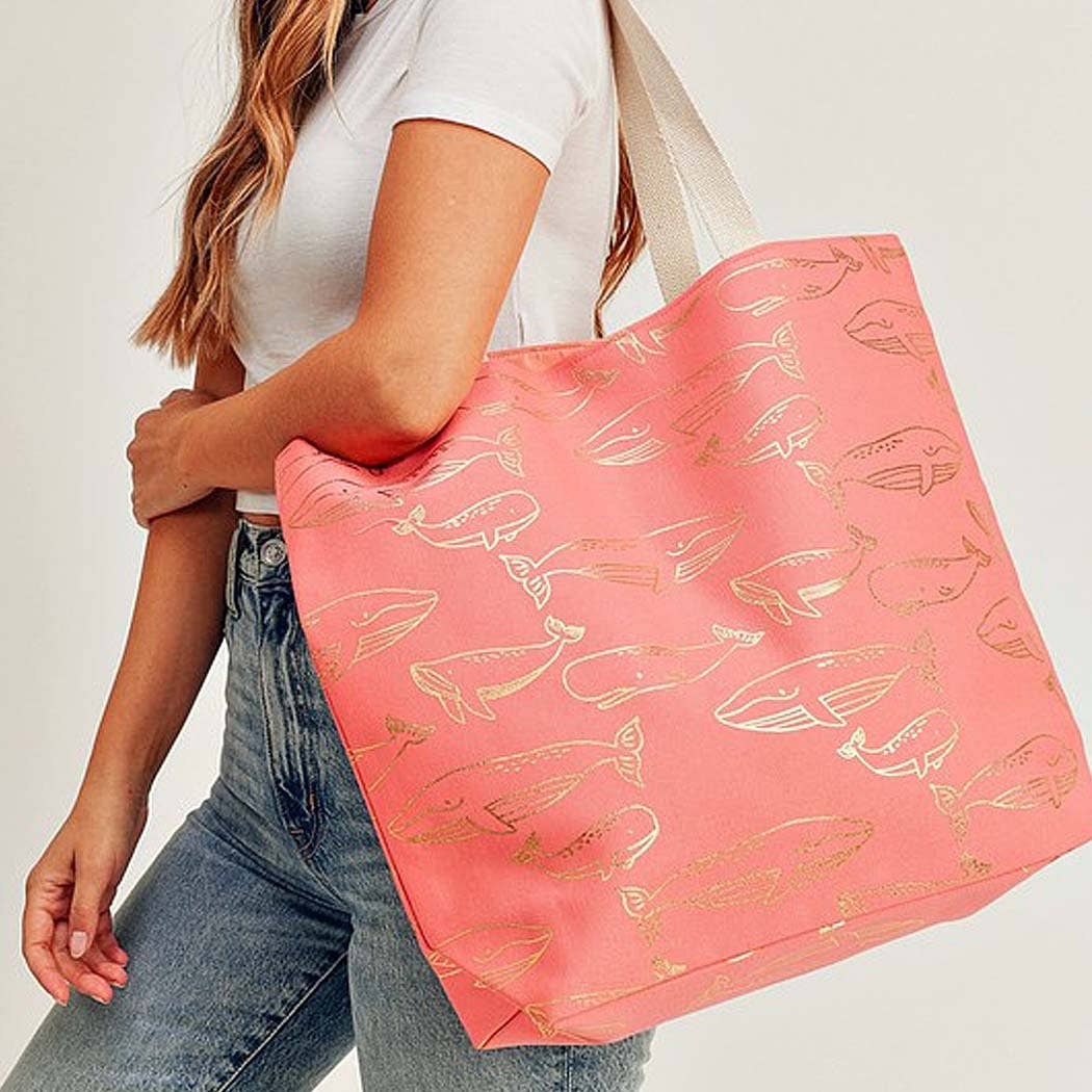 Gold Foil Whale Tote Bag